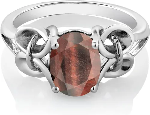 Vista 60 de Gem Stone King Anillo de compromiso ovalado con piedra natal para mujer, plata de ley 925, ovalado de 0.354 x 0.276 in, anillo de compromiso