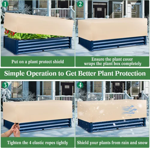 Vista 5 de Cubierta de Protección contra Heladas para Plantas Paquete de 2 con Cordón Elástico, 3.54 oz/yd² Manta de Tela para Heladas de Invierno Cubiertas