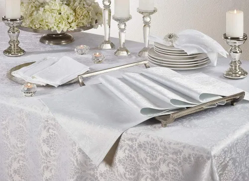 Vista 3 de Fennco Styles Mantel de la colección de manteles blancos de damasco (4 servilletas de 20 x 20 pulgadas)