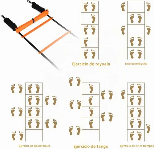 Vista 4 de YISSVIC Agility Ladder and Cones 20 Feet 12 Adjustable Rungs Naranja