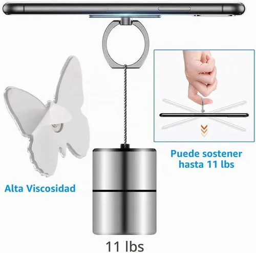 Vista 6 de Kinizuxi Soporte de anillo de teléfono de mariposa, soporte de agarre para 1 azul