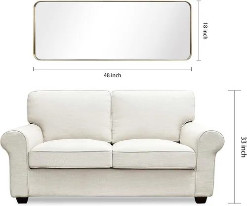 Vista 14 de Empire Art Direct Espejo de pared rectangular de acero inoxidable dorado ultra cepillado, espejo para baño, dormitorio, sala de estar, listo