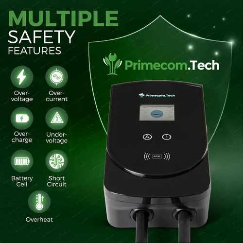Vista 9 de PRIMECOM.TECH - Estación de carga inteligente para el hogar de vehículos eléctricos de nivel 2 de 50 amperios de 220 voltios para Tesla y todas
