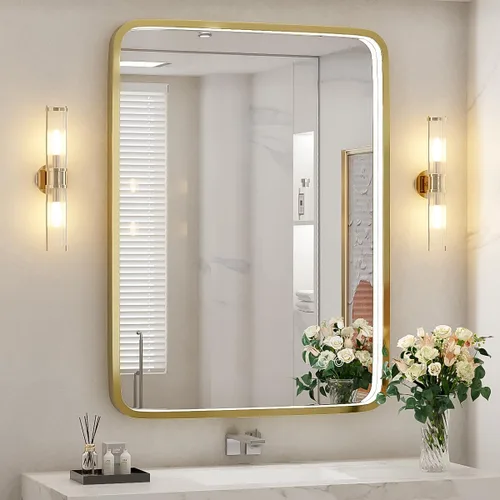 Vista 18 de Espejo Redondo Retroiluminado LED de 32 Pulgadas para Tocador, Espejo de Baño Iluminado Regulable 6000K Montado en Pared con Luces, Antivaho