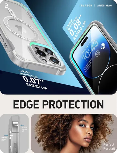 Vista 7 de i-Blason Funda para iPhone 15 Pro Max compatible con carcasa MagSafe, funda transparente para teléfono celular, funda protectora robusta [Ares]