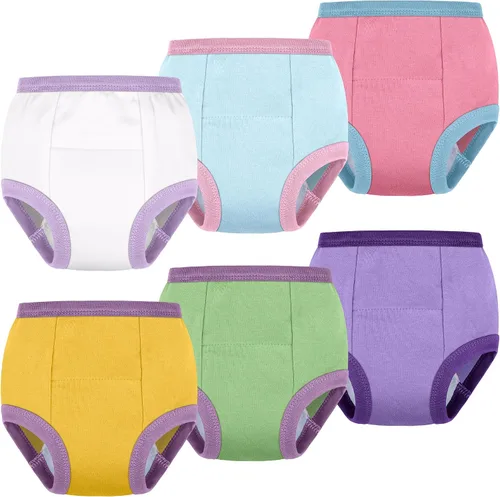 Vista 10 de BIG ELEPHANT Ropa interior de entrenamiento para ir al baño, 100% algodón, absorbente, unisex, pantalones para niños y niñas Serie Floral