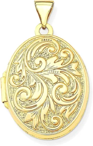Vista 10 de Collar de cadena con dije de oro amarillo de 14 quilates con texto en inglés Love You Always Swirl reversible con foto con cadena que sostiene fotos