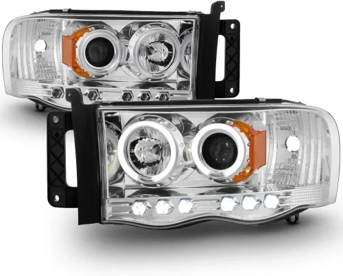 Vista 10 de AKKON - Para Dodge Ram 1500 2002-2005 2003-2005 Ram 2500 3500 Smoke Dual Proyector LED Juego de faros delanteros Smoke Housing
