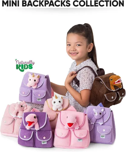 Vista 7 de Naturally KIDS Mini mochila de dinosaurio - Mochila muy pequeña para niñas y niños - Juguetes de dinosaurio para niños de 3 a 5 años - Mochila