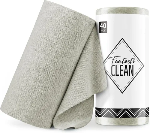Vista 13 de Fantasticlean Microfiber Cleaning Cloth Roll- 40 Sheets, 12" x 12" (Beige)