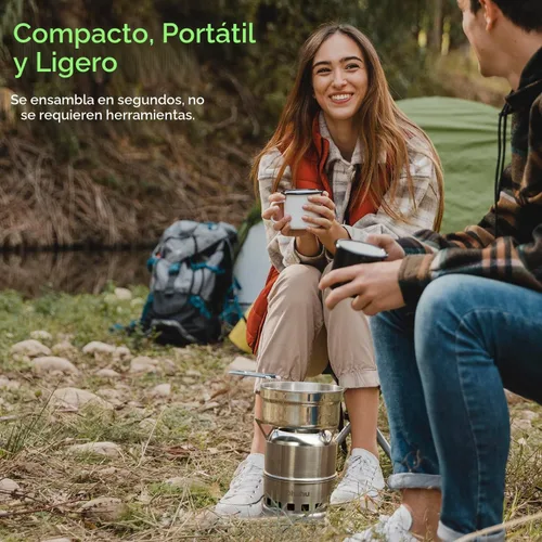 Vista 6 de Estufa de leña portátil de acero inoxidable ideal para campamentos Ohuhu