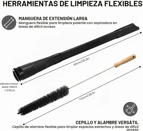 Vista 2 de Kit de limpiador de ventilación de secadora flexible de 25 pulgadas, suministros de limpieza para el hogar, cepillo de bobina largo