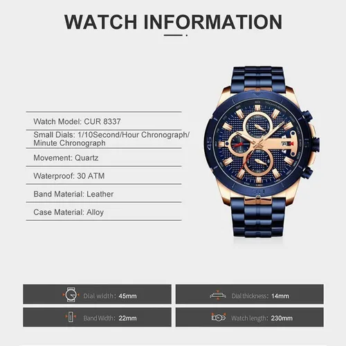 Vista 7 de FANMIS Reloj de pulsera de cuarzo analógico de acero inoxidable impermeable para hombre