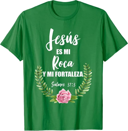 Vista 59 de Jesus ES Mi Roca - Camiseta con versículo bíblico cristiano español Salmos Asphalt Grey