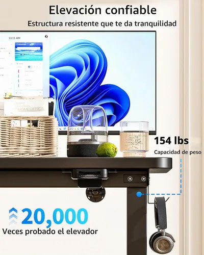 Vista 5 de Okin Escritorio Eléctrico de Pie de 31.5x19.7 Pulgadas Escritorio Pequeño para Computadora - Escritorio de Pie de Pieza Completa con Ruedas Gaming