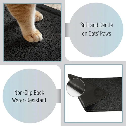 Vista 5 de Mr. Pen - Tapete grande de arena para gatos, 23 x 35 pulgadas, tapete negro para caja de arena para gatos, tapete para atrapar arena para gatos