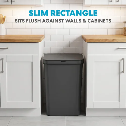 Vista 5 de SIMPLI-Magic Cubo de basura rectangular con sensor de cocina de 13.2 galones / 50 litros, cubo de basura automático sin contacto con tapa de cierre