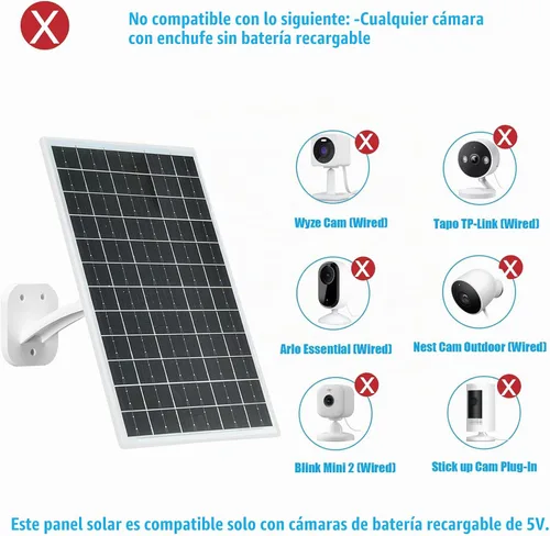 Vista 6 de Panel solar de 13W para cámaras de seguridad, USB-C, micro USB y DC