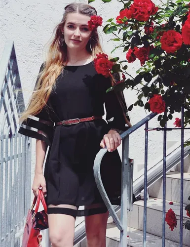 Vista 5 de LookbookStore - Vestido estilo túnica para mujer, holgado, con mangas 34 acampanadas con panel de malla, cuello redondo