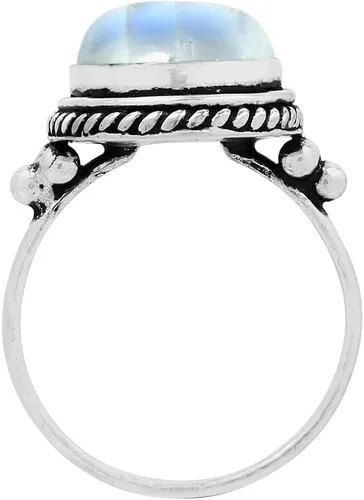 Vista 5 de Anillos de plata de ley chapados a mano para mujeres, anillo de piedra natal bohemia del suroeste, joyería para el día de la madre, regalos