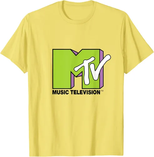 Vista 74 de Camiseta de tratamiento de relleno con logotipo MTV verde lima y morado, Negro, S Azul Marino