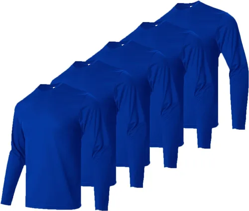 Vista 9 de LeeHanTon Camisas de manga larga para hombre, de secado rápido, cuello redondo, camisetas de trabajo, atléticas, ciclismo, senderismo, paquete de 5
