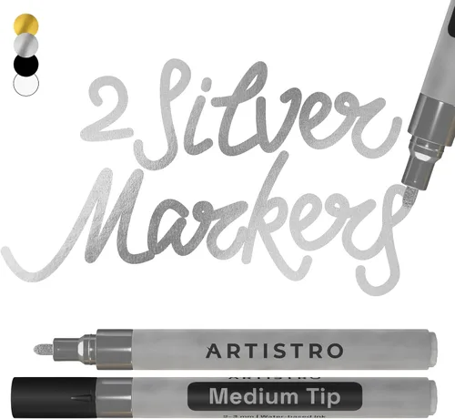 Vista 21 de Artistro 2 marcadores de pintura acrílica negros - 3mm marcadores de punta media - Perfectos para manualidades, proyectos de arte y más