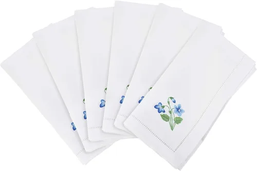 Vista 78 de Juego de 6 servilletas bordadas de magnolia hechas a mano con borde cosido