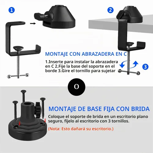 Vista 4 de GEEKRIA Brazo de micrófono para Creators compatible con Blue Yeti, Yeti X, Yeti Pro, Snowball ICE, G Yeti GX, brazo de micrófono con adaptador