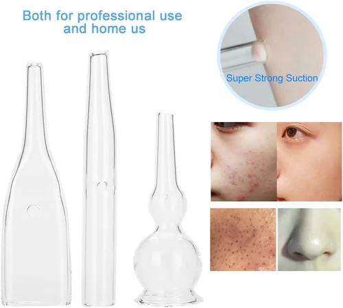 Vista 8 de Kit de tubo de vidrio al vacío, 3 piezas, eliminación de puntos negros, aspirador de poros de succión facial para limpiador facial, máquina