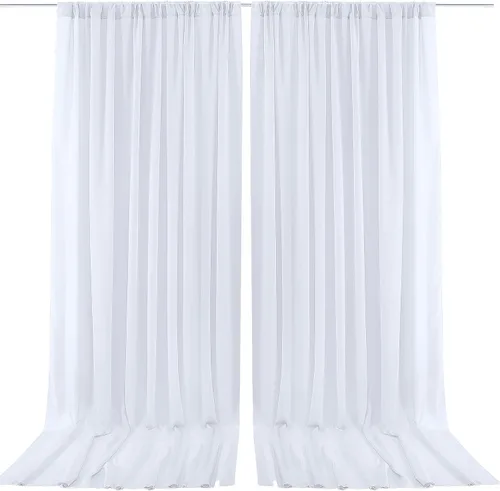 Vista 17 de PARTISKY Cortinas de telón de fondo de gasa negra de 10 x 7 pies, cortinas de fotos de tela transparente sin arrugas para boda, ceremonia, arco