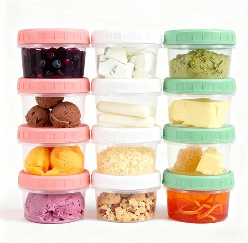 Vista 10 de Recipientes de almacenamiento de alimentos, 12 piezas, recipientes de almacenamiento para congelador de 4 oz con tapas de rosca, a prueba de fugas