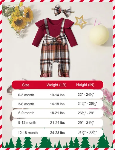 Vista 7 de Queenstyle Ropa de bebé niña de manga larga, overol lindo traje de bebé de 0 a 18 meses