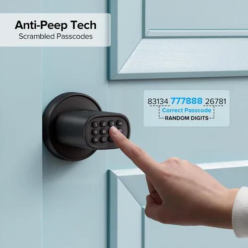 Vista 8 de ThorBolt Pomo de puerta de huellas dactilares, perilla de puerta sin llave con teclado biométrico electrónico, bloqueo automático para puertas
