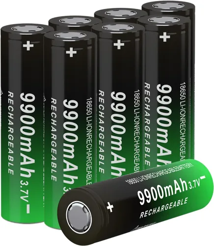 Vista 2 de Batería recargable 18650 de 3,7 voltios, batería recargable con botón superior para linternas, faros delanteros, paquete de 2