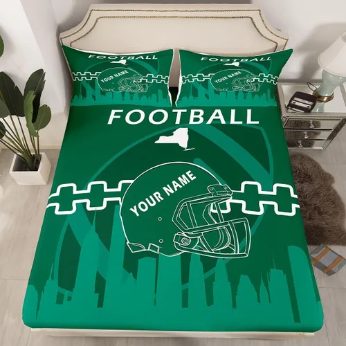 Vista 12 de Erosebridal Juego de sábanas bajeras personalizadas de fútbol americano para niños y niñas, juego de cama de jugadores de fútbol, juego de ropa