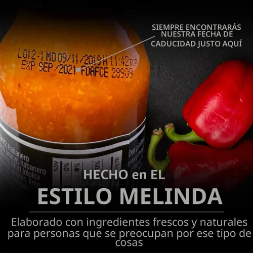 Vista 5 de Melinda's Chef Fig's Heat & Flavor Collection - Juego de regalo de salsa picante gourmet con una variedad de sabores y niveles de especias, incluye