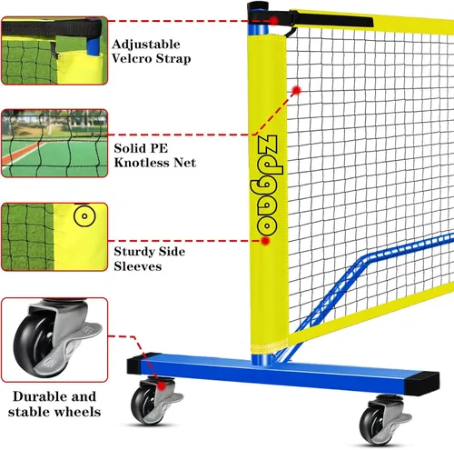 Vista 3 de Pickleball Net for Driveway - Portable Pickleball Set with Net and Paddles Set of 4, Court Marking Kit, Outdoor Pickleballs, Carry Bag, Steady Metal