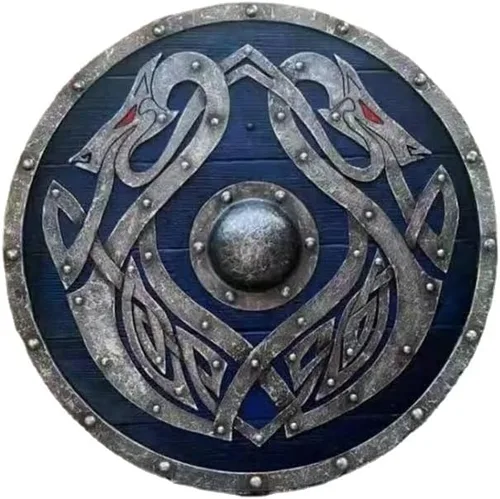 Vista 2 de Escudo vikingo medieval para combate, escudo redondo para soldadoguerrero, hecho a mano, escudo de seguridad para recreación, escudo de seguridad