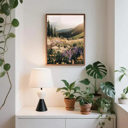 Vista 5 de Arte de pared de paisaje flotante, impresiones de flores silvestres, pinturas botánicas coloridas de la naturaleza, obras de arte de 12 x 16