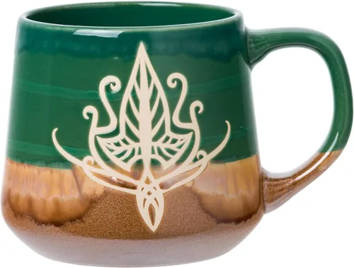 Vista 3 de Silver Buffalo Lord of the Rings Elven, taza de cerámica esmaltada reactiva, 18 onzas El Señor de los Anillos Elfos