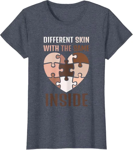 Vista 47 de Camiseta con texto en inglés "Black History Month Different Skin With The Same Love Inside