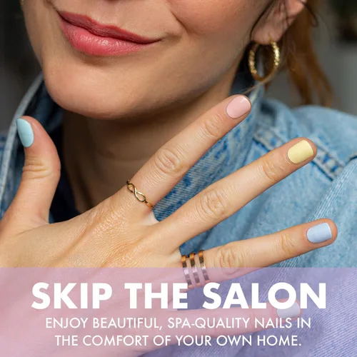 Vista 7 de MOYOU LONDON Tiras de uñas de gel semicuradas de color liso, 20 unidades. Envolturas de uñas de gel UV para manicura de calidad de salón, fácil