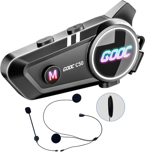 Vista 9 de Altavoces e intercomunicador Bluetooth para casco - Sistema de comunicación de cancelación de ruido para 2 jinetes para motocicleta, esquí, ciclismo