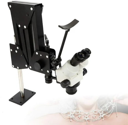 Vista 3 de Microscopio multidireccional con incrustaciones de espejo con soporte de resorte, microscopio de ajuste Herramienta de joyería de 3.031 in Zoom