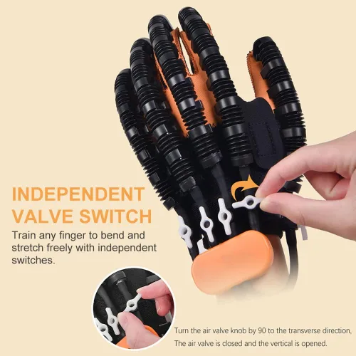 Vista 6 de Guante robot portátil de rehabilitación, guante para accidente cerebrovascular, hemiplejia dedo rehabilitación entrenador guantes robot