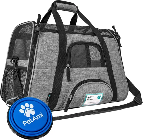 Vista 8 de PetAmi Transportador de mascotas aprobado por aerolíneas para gatos, transportador de perros de lados suaves para perros pequeños, suministros
