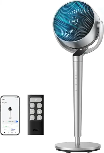 Vista 8 de Dreo Ventilador de pedestal con control inteligente, 43 pulgadas, ventiladores silenciosos oscilantes omnidireccionales de 150° + 120°