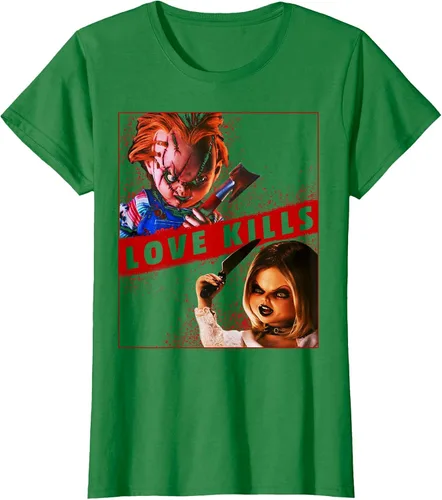 Vista 40 de Child's Play Chucky and Tiffany Love Kills T-Shirt Asphalt Grey