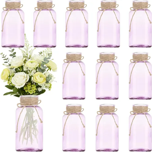 Vista 36 de Jarrón de cristal vintage, jarrones de centro de mesa de vidrio de granja, tarros de masón para bodas, fiestas y decoración del hogar a granel